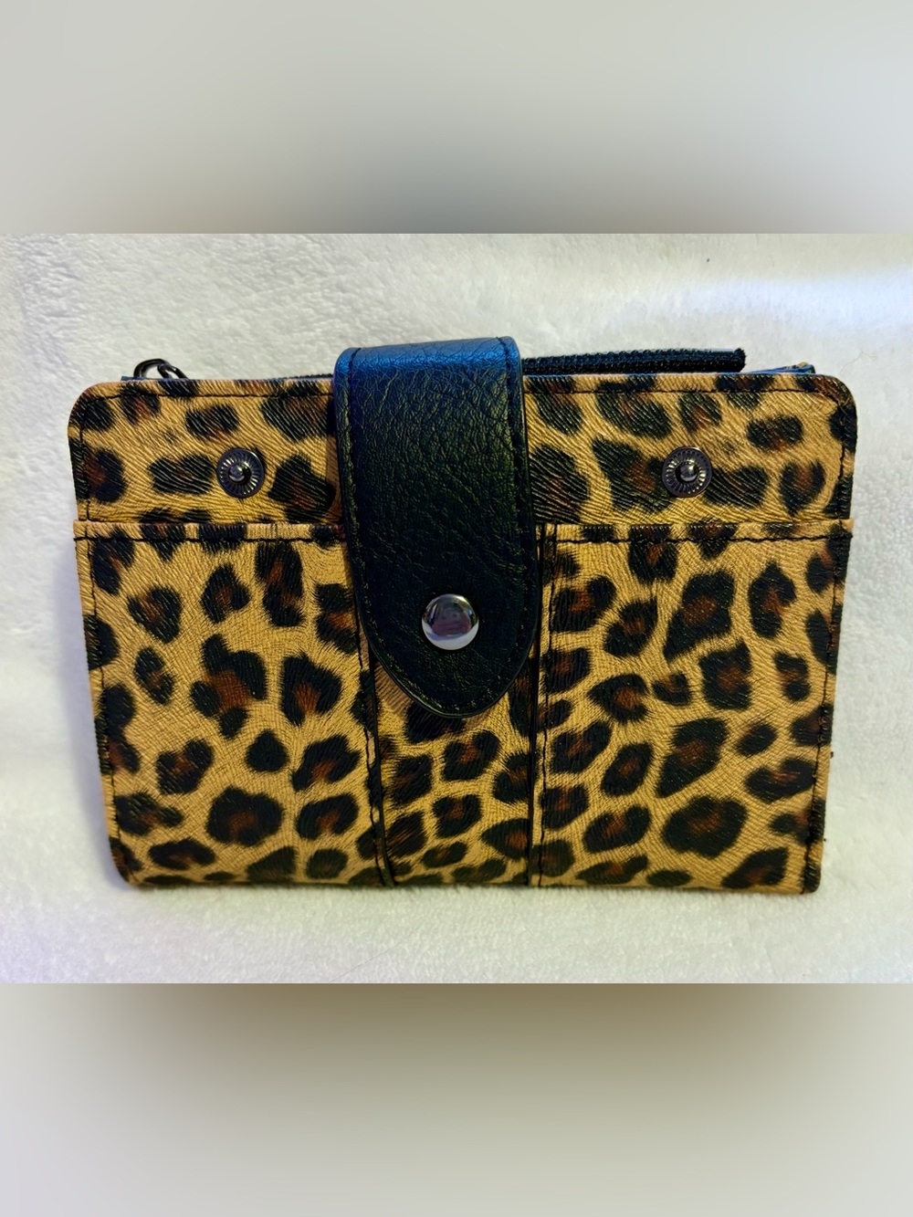 Leopard Print Wallet with Black Trim